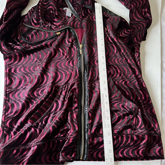 Mirror image Womens Tunic Sz XL velveteen Red w Black wavy design VGC - Picture 7 of 7